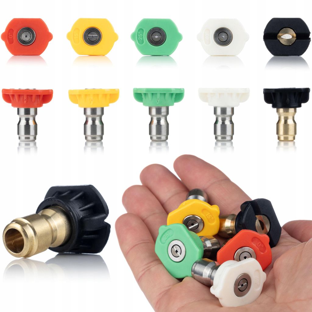 Düsenset Hochdruckreiniger – 5-teilig Quick Connect 1/4" | 0°–60° Sprühwinkel | 0,045" (1,143 mm) | Stahl + ABS | Universal Reinigung