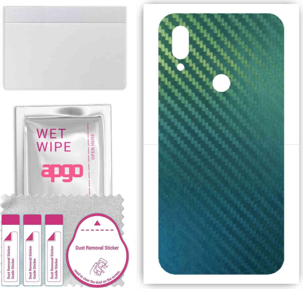 apgo Rückseite Schutzfolie, Skin, kompatibel mit Xiaomi Redmi 7, Hinten Displayschutzfolie aus Vinylfolie, kratzfest, einfache Montage - Kohlensto...