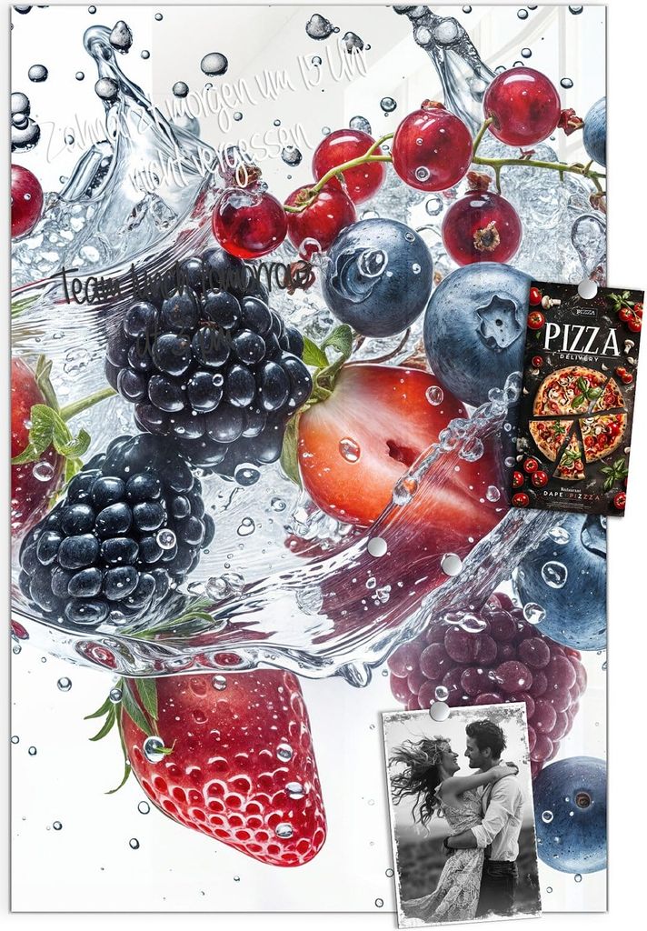 Magnettafel 40x60cm Pinnwand Whiteboard beschreibbar - Beeren im Wasser