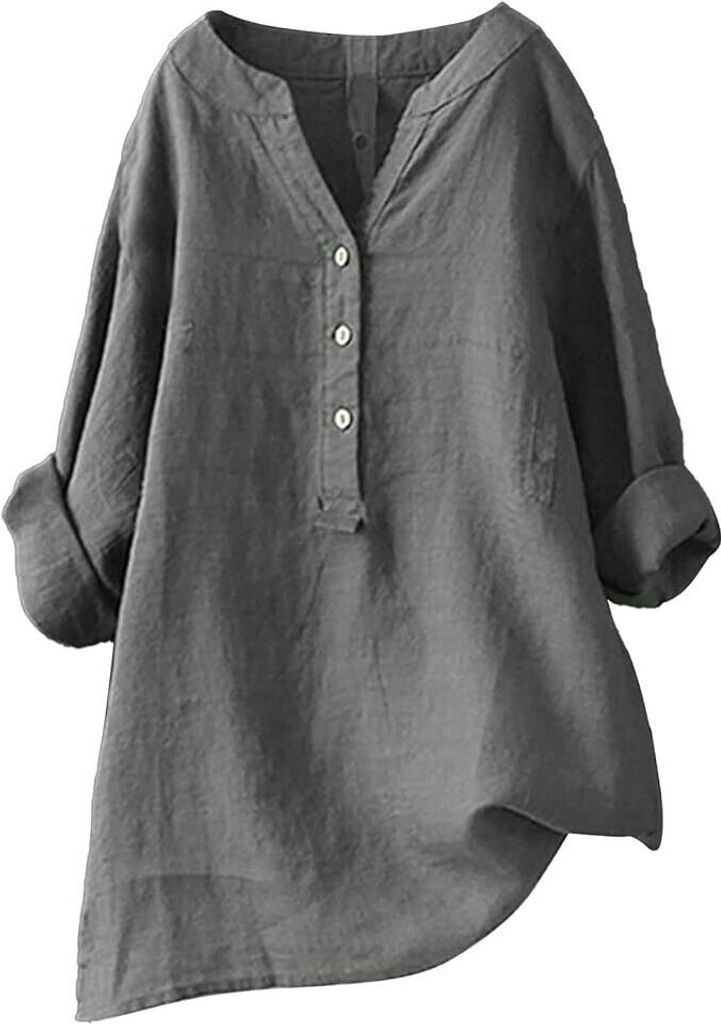 Elegante Damen-Leinenbluse - Sommer Langarm, Große Größen Produktbild 