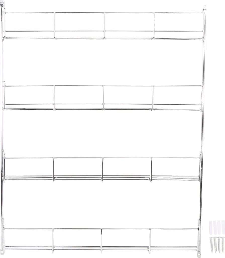 An der Wand montiertes Gewürzregal aus Eisen, Glas-Organizer, Aufbewahrungsregal für Küchenschrank, Speisekammer, Tür, 4 Etagen