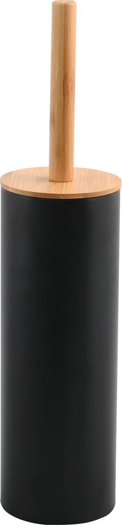 Spirella WC Bürste Klobürste Toilettenbürste „Adonis“ mit hygienischem Behälter matt schwarz Bambus + Silikon Bürstenkopf
