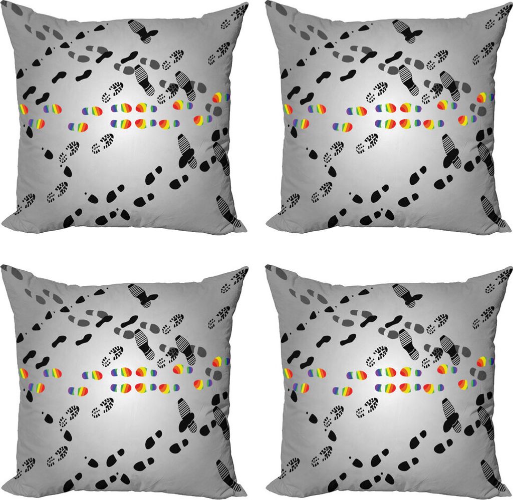 ABAKUHAUS Stolz Kissenbezug Set (4 Stück), LGBT-Liebhaber treffen sich in Menschenmenge, Moderner Doppelseitiger Digitaldruck, 45 cm x 45 cm, Pale...