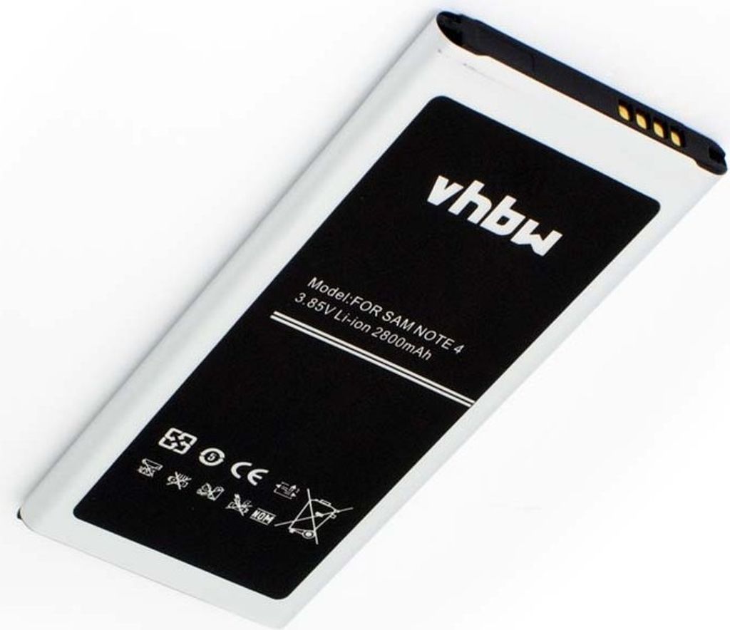 vhbw Akku kompatibel mit Samsung Galaxy Note 4, SM-N910FQ, SM-N910FD, SM-N910C, SM-N910A, SM-N910G Handy Smartphone Telefon (2800 mAh, 3,85 V, Li-Ion)