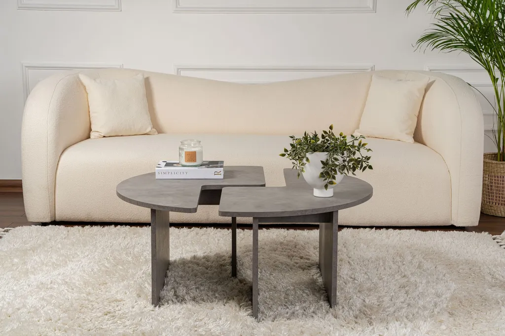 Skye Decor Moira Table Basse Carrée Gris Béton en Mélamine 90x90 cm - 2