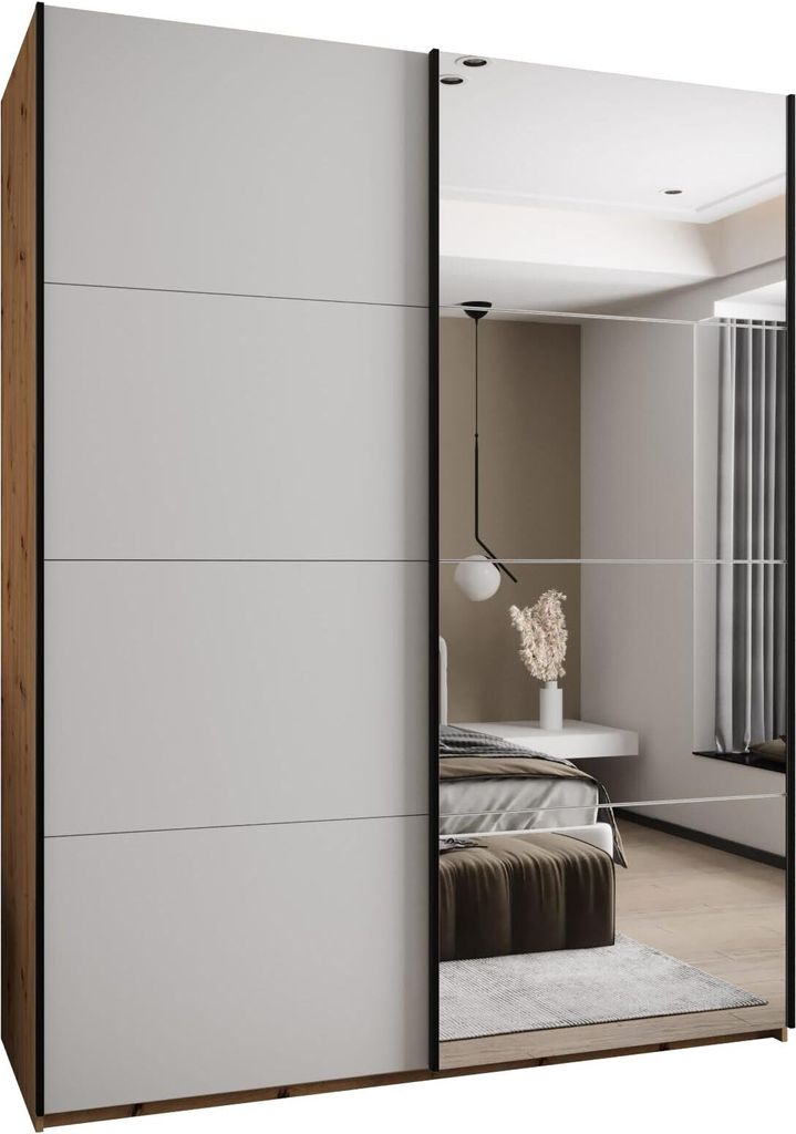 MEBLE KRYSPOL LUX 3 Schrank - 245,5x200x64cm - Artisan, Weiß, Schwarz