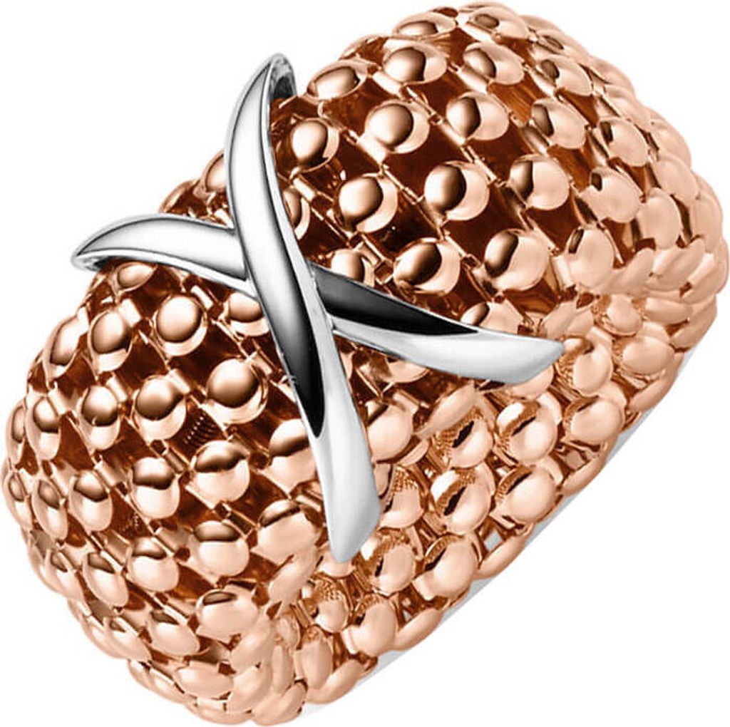 Ring aus 585 Gold weiß/rot Damenring Fingerring elastisch Himbeer Breite 14mm Innenumfang 58mm Ø18.5mm
