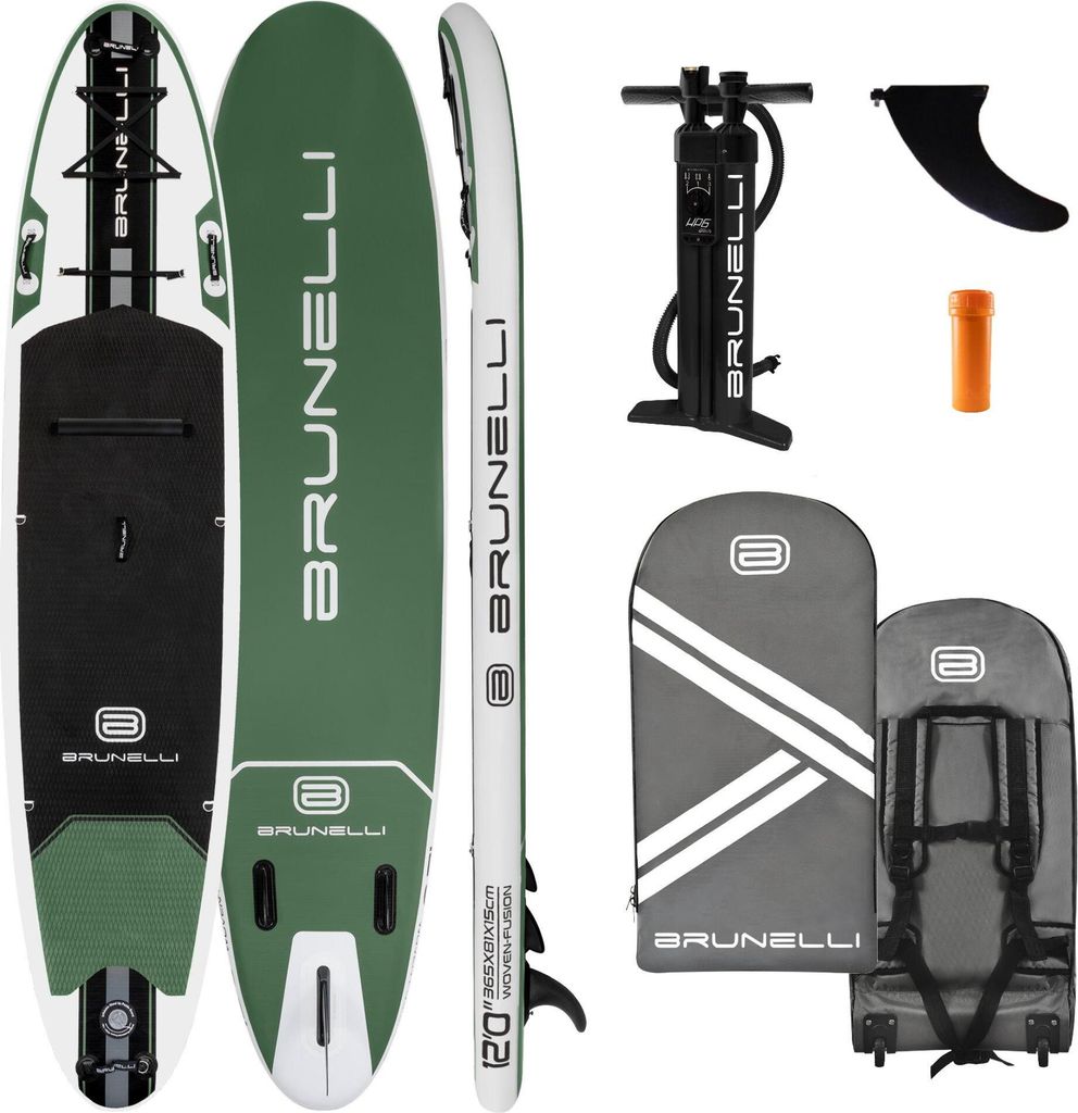 BRUNELLI 12.0 Woven X Fusion Double Layer iSUP Board Stand Up Paddle 365cm grün