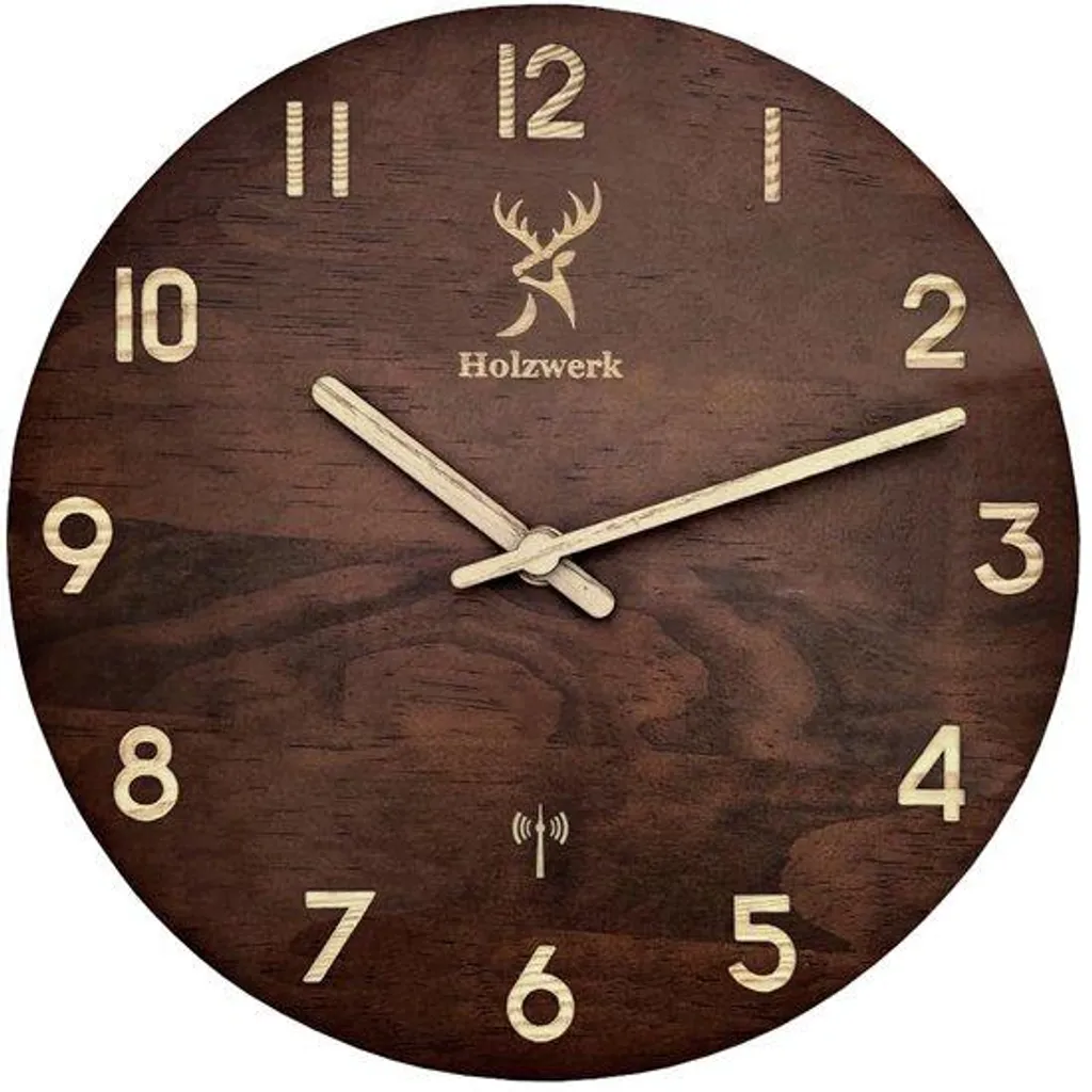 Horloge de bureau radiocommandée bois brun et blanc style vintage
