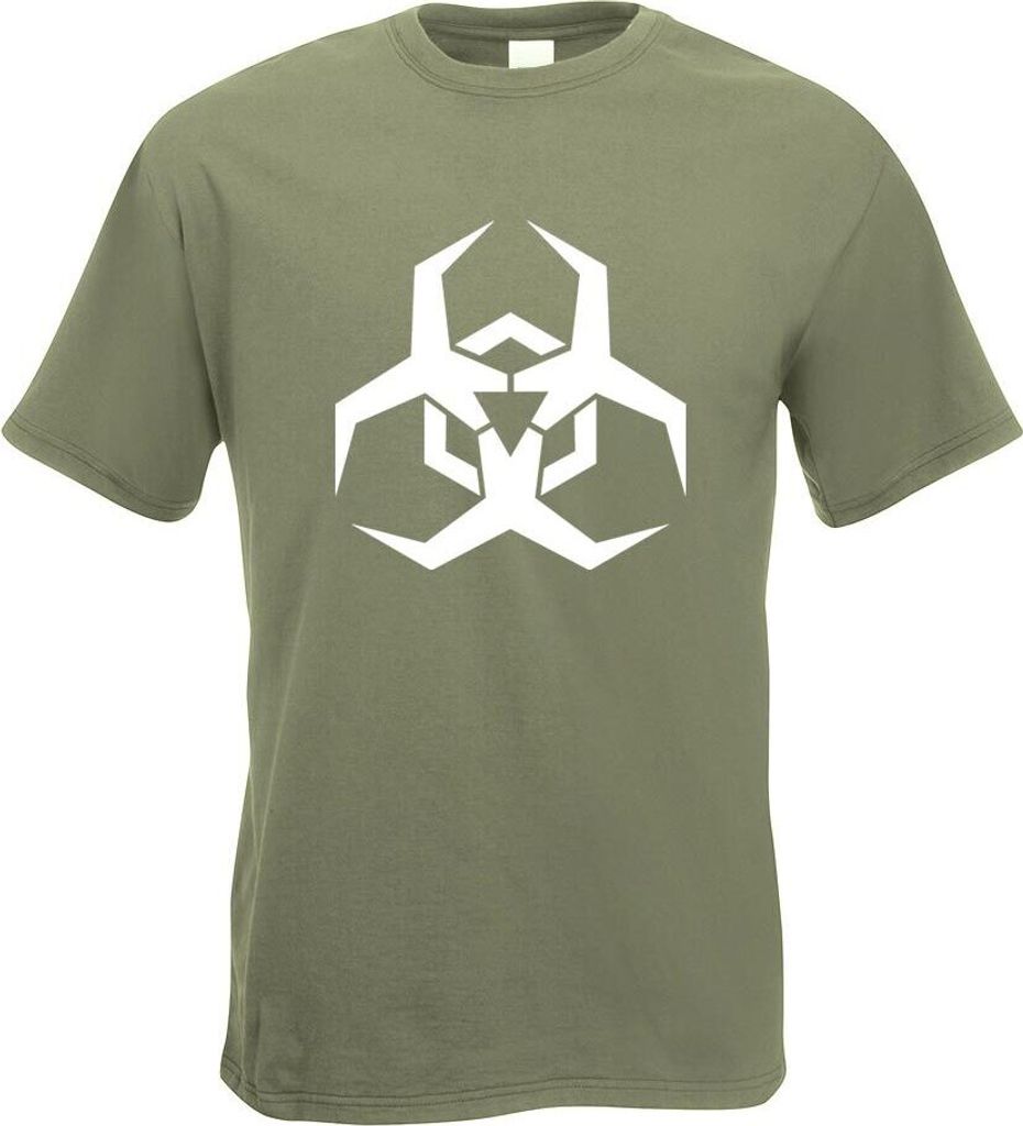 Kiwistar - T-Shirt - Olive - Biohazard Symbol Clipart Motiv Bedruckt Funshirt Design Print - mit Motiv Bedruckt - Funshirt Design - Sport - Freizei...