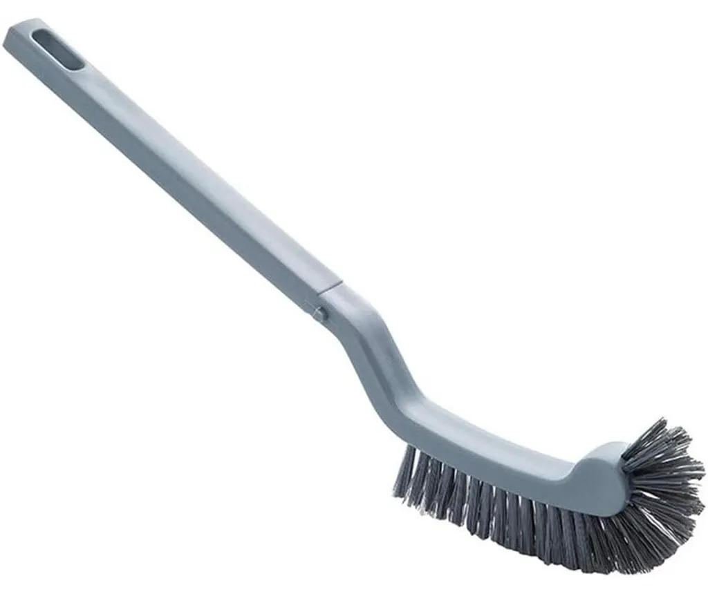 Brosse de toilettes à poils souples s'adaptant à la courbure du WC gris