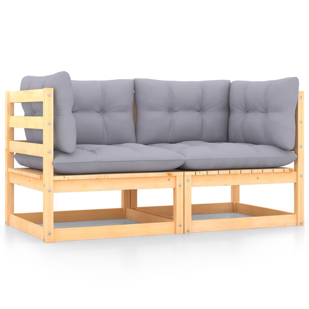 Prolenta Premium Gartensofa 2-Sitzer mit Kissen Kiefer Massivholz