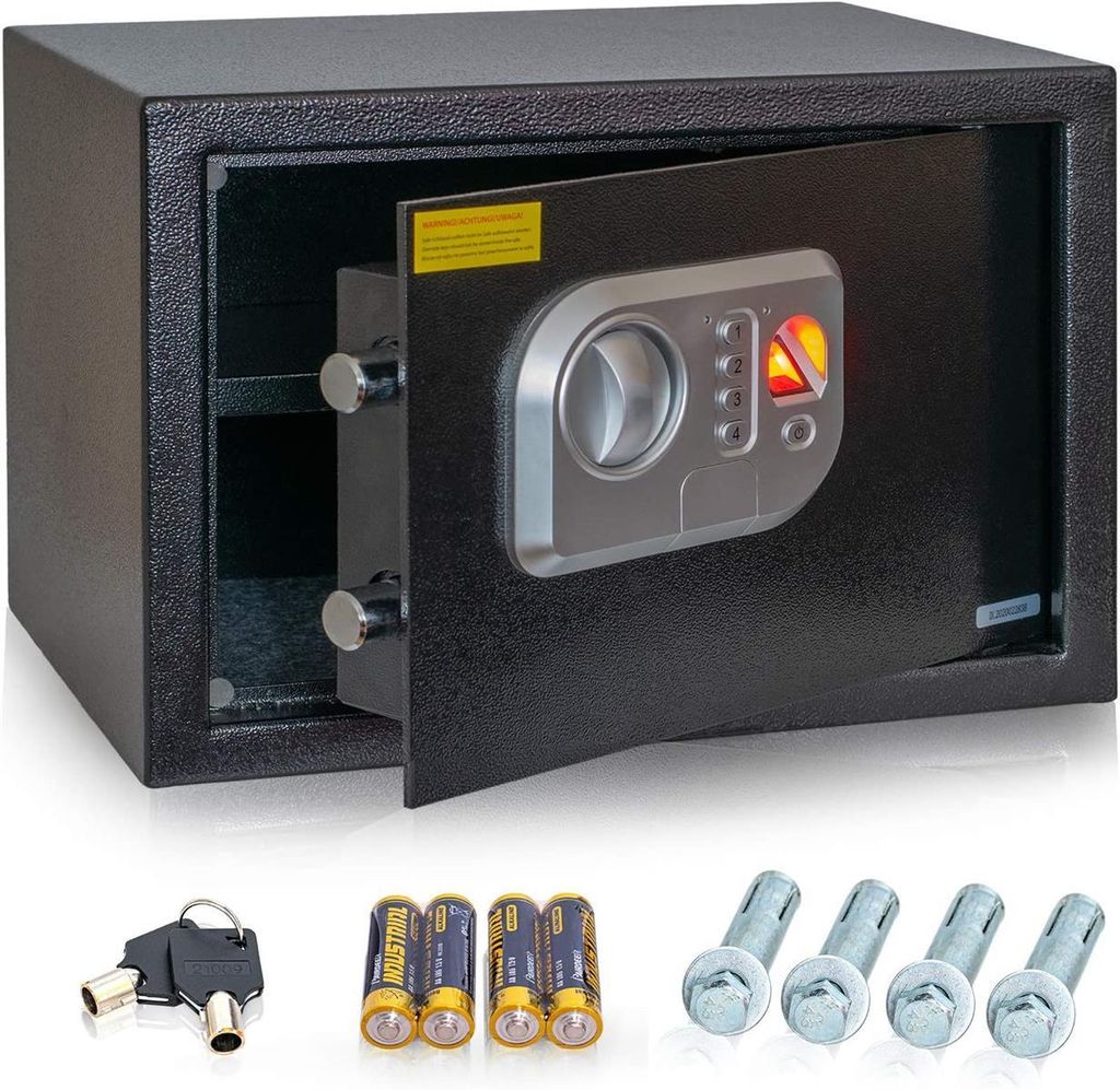 Anadol Tresor Deluxe, Elektronischer-Safe mit Zahlenschloss, Fingerabdruck-Sensor, Doppelbolzen Verriegelung, Einbau-Tresor, Wandtresor, Stahl-Safe...
