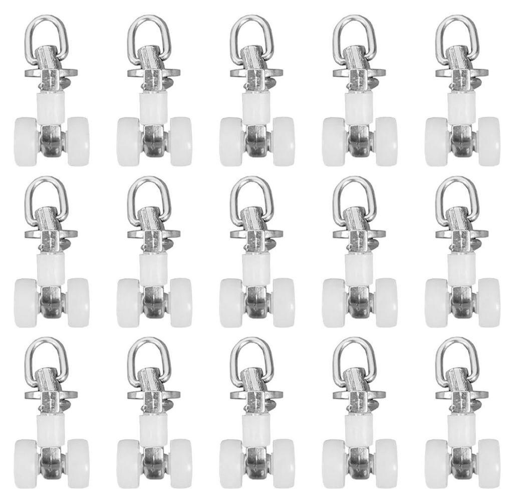 40x Doppel-Kunststoff-Gleitrollen für Gardinenschienen mit Aluminiumlegierungsrädern