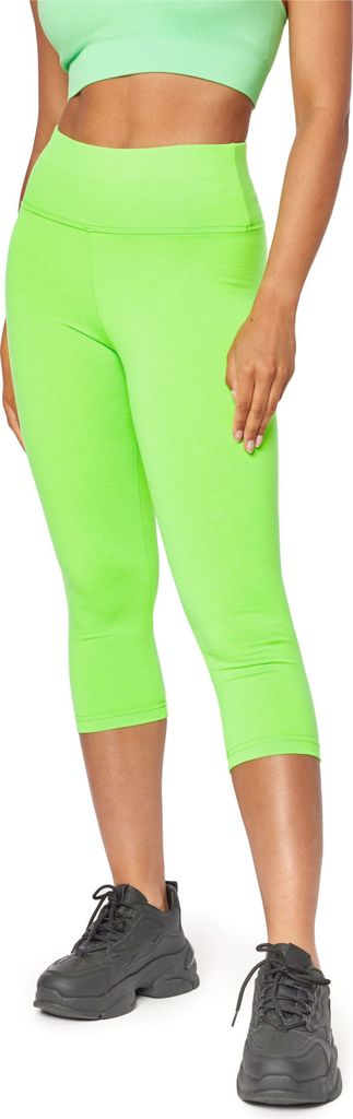 Bellivalini Neon Leggings Damen High Waist 3/4 BLV50-298 (Neon Grün, XS)