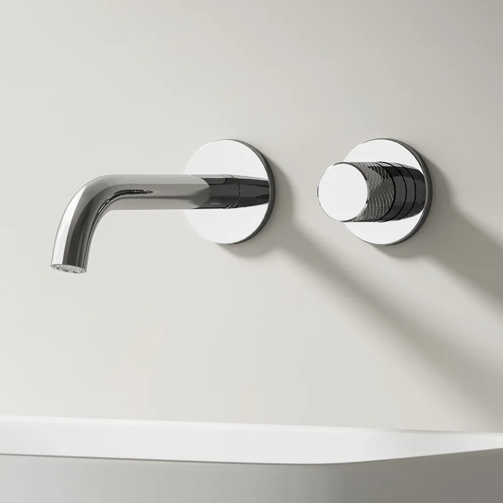 EMKE Rubinetto da Parete 2 Fori Ottone Cromo - Miscelatore Orientabile