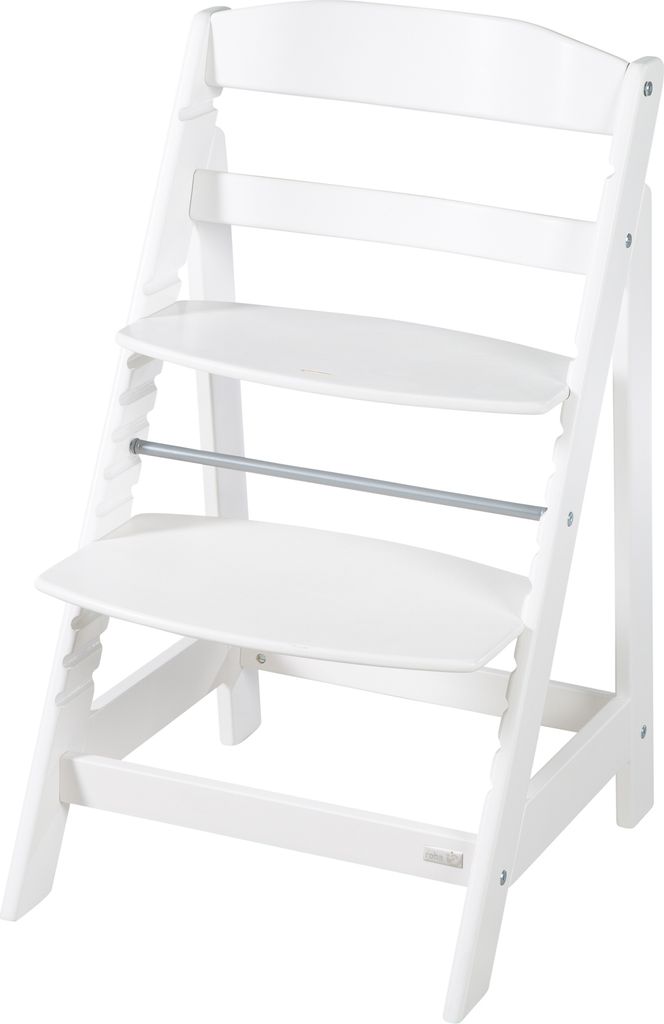 roba Born Up Treppenhochstuhl, Set 2in1, 'Greyish gesteppt', weißer Hochstuhl mit Liegefunktion, ab Geburt