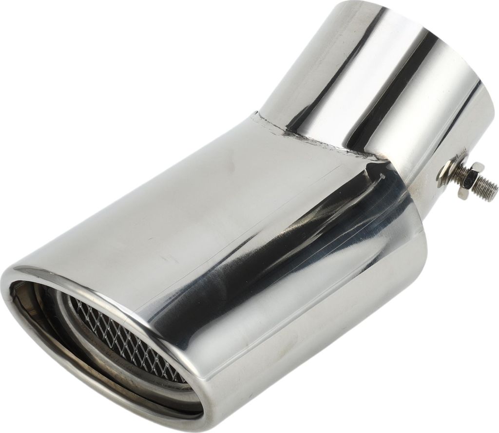 1 Stk. Gebogener Schrägschnitt-Auspuff-Tipp 2,9" Einlass 4,0" Auslass 6,9" Länge Endrohr Universal Auto Bolt on Edelstahl Silber Ton Hinten