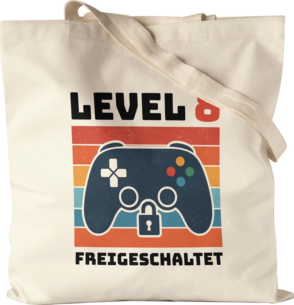 Level 8 Gaming Tragetasche Retro Controller Geschenk 8 Geburtstag Gamer Kinder