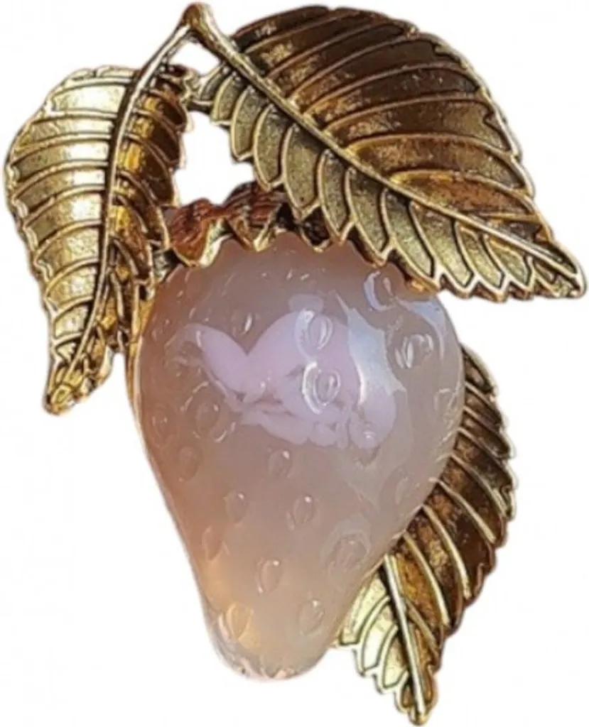 Flamenco Mystique Brož ornamentalní jahoda zlaté listy bz172