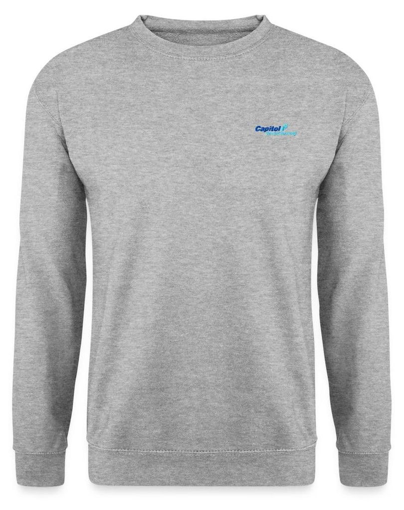 Spreadshirt Stromberg Gesticktes Logo Der Capitol Versicherung Uni Pullover, 3XL, Weißgrau meliert