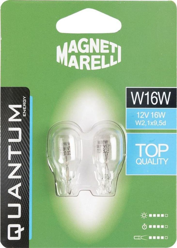Quantum Energy Magneti Marelli W16W Paar Autolampen Glas 12V 16W Sockel W2.1X9.5d