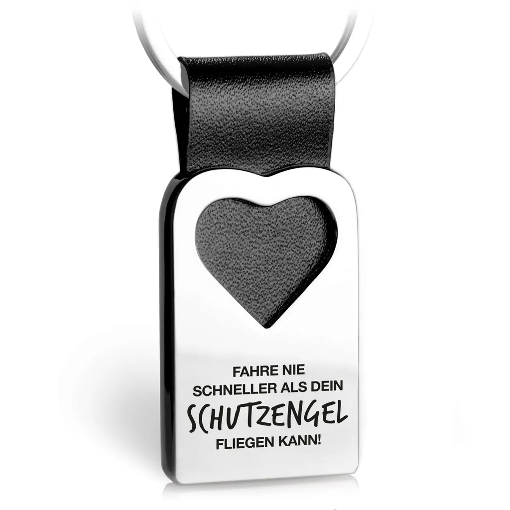 Sécurité Routière : Porte-clés Coeur Ange Gardien Cuir contre la Vitesse