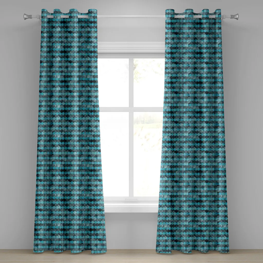 Rideau Anti-Reflet Design Grunge pour Grande Fenêtre 280x245 cm Bleu