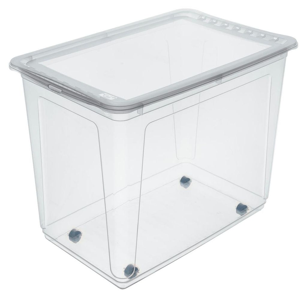 keeeper Aufbewahrungsbox mit Rollen und Air Control System, 63 l, 59 x 39 x 42 cm, Bert, Natur (Transparent)