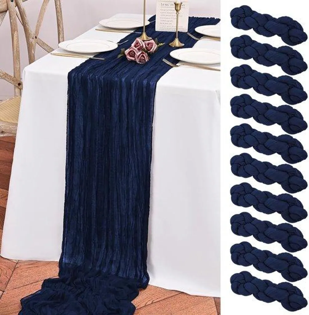 Grande nappe bleu foncé 3m anti-taches pour tables de fête longues