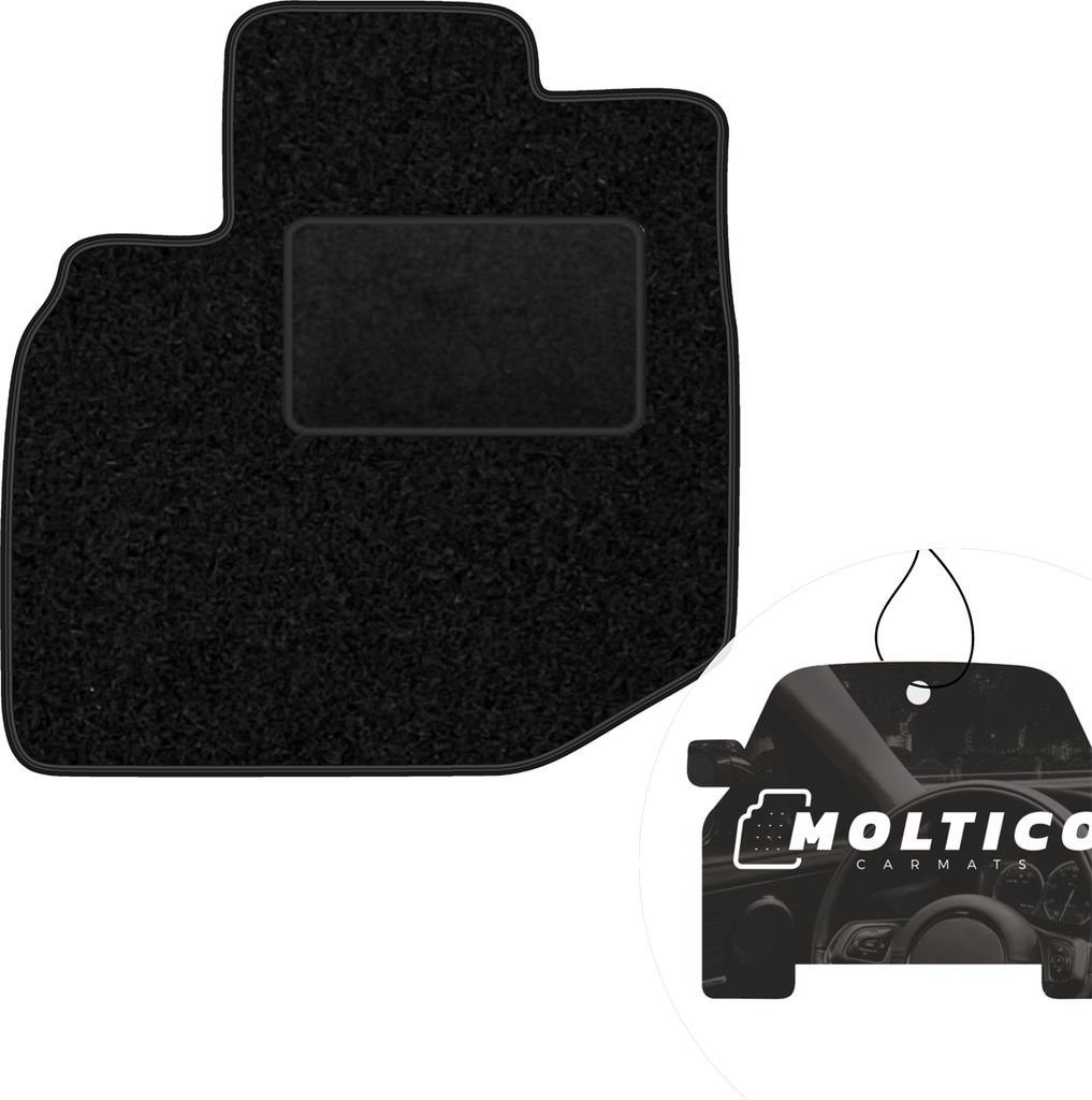 moto-MOLTICO Fahrer Fußmatte Auto Velours Fahrerseite Autoteppiche Schwarz Fahrermatte 1-teilig passend für Honda Jazz II 2007-2014