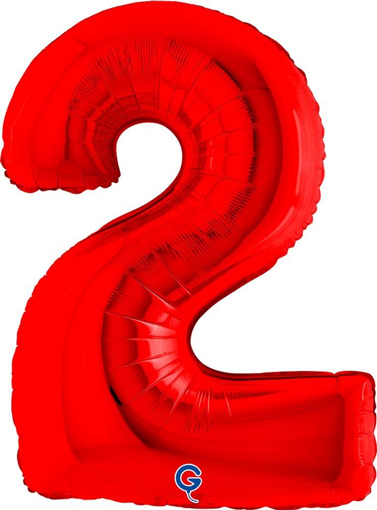 Riesenzahl Folienballon 40"/102cm | Rot Zahl: 2 Produktbild 