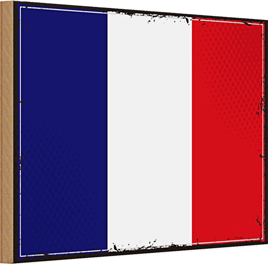 Holzschild Flagge Frankreich 30x20cm Retro Flag of France