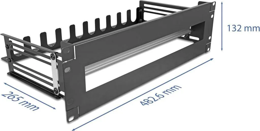 Delock 67282 Rail de Disjoncteurs 19 Pouces avec Rail de Serrage Câbles