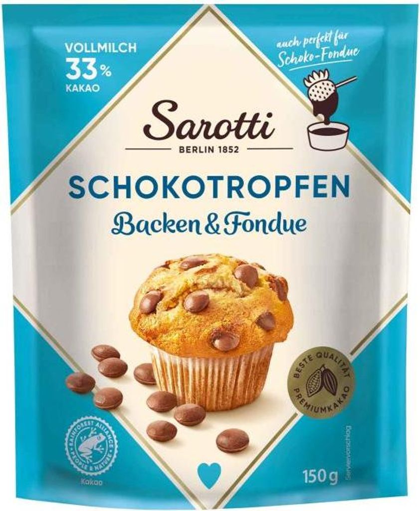 Sarotti Schokotropfen Backen & Fondue Vollmilch 150g Produktbild 