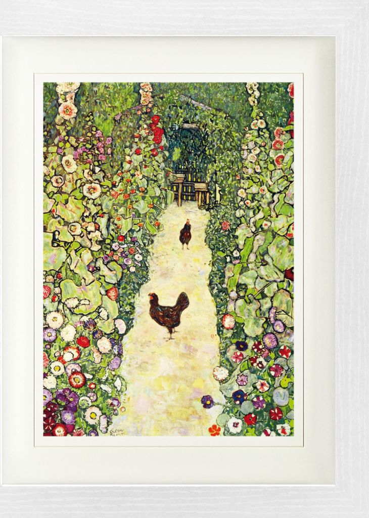 Gustav Klimt Gerahmtes Bild Mit Edlem Passepartout | Wand-Bilder | Im Bilderrahmen - Gartenweg Mit Hühnern, 1916 (40 x 30 cm)