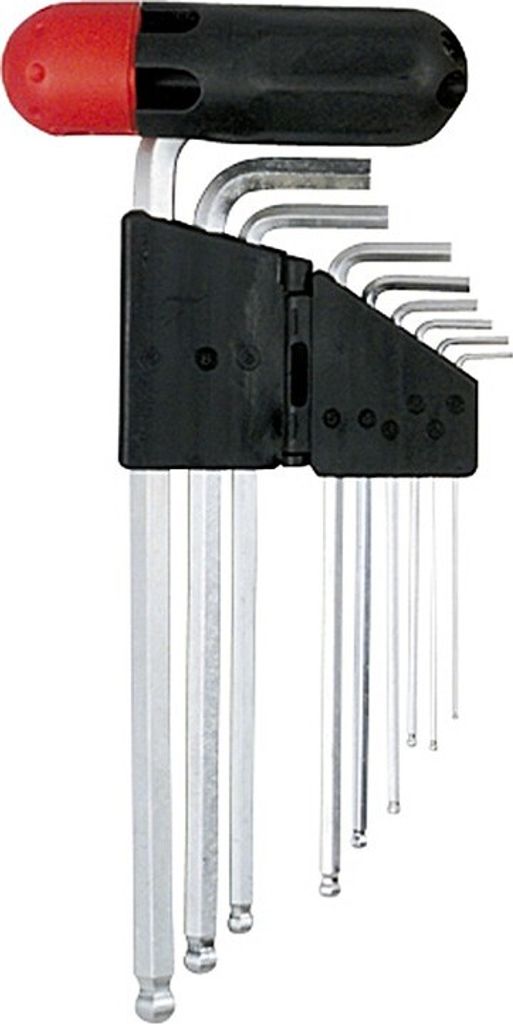 Easy Work 32119 Stiftschlüssel-Satz, mit Kugelkopf, silber/schwarz/rot, 9-teilig (1 Set)