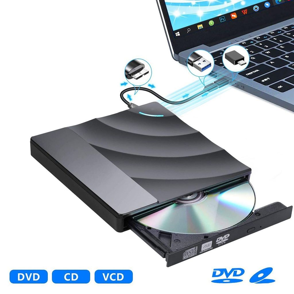 Externer Slim DVD Laufwerk mit Typ-C Anschluss, Slim, CD Produktbild 