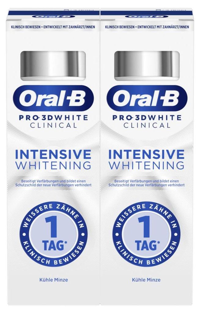 Oral-B Pro 3D White Clinical Intensive Whitening Zahnpasta, Kühle Minze, 2x75ml