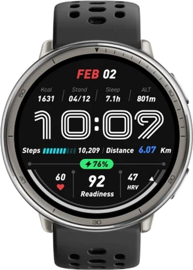 Handyhülle Amazfit Active 2 Schwarz Silberfarben Ø 44 mm
