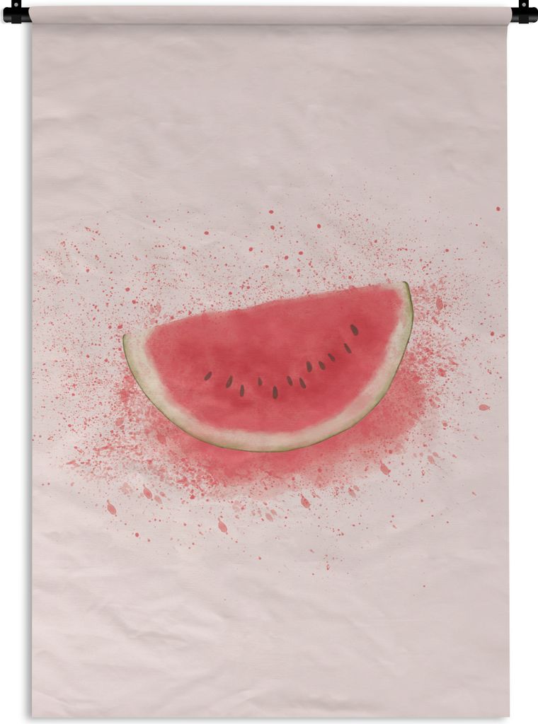 MuchoWow Wandteppich Wandbehang Wassermelone - Obst - Pastell - Sommer 60x90 cm Tapisserie Dekoration Wandtuch - Foto-Teppich - Abwaschbar