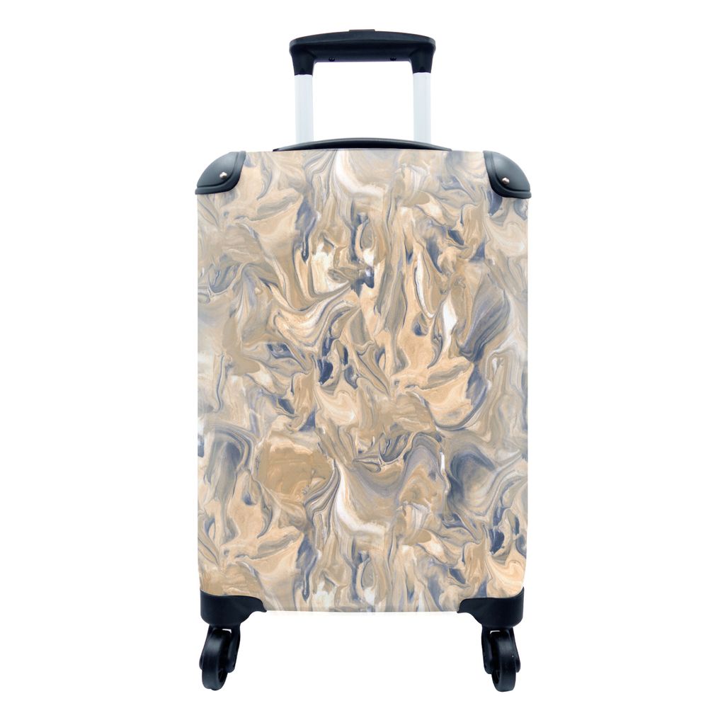 MuchoWow Koffer Handgepäck Trolley Rollkoffer Kleine Reisekoffer mit 4 Rollen - Marmor - Grau - Muster - Cabin Size < 55x40x23 cm & 55x40x20 cm ...