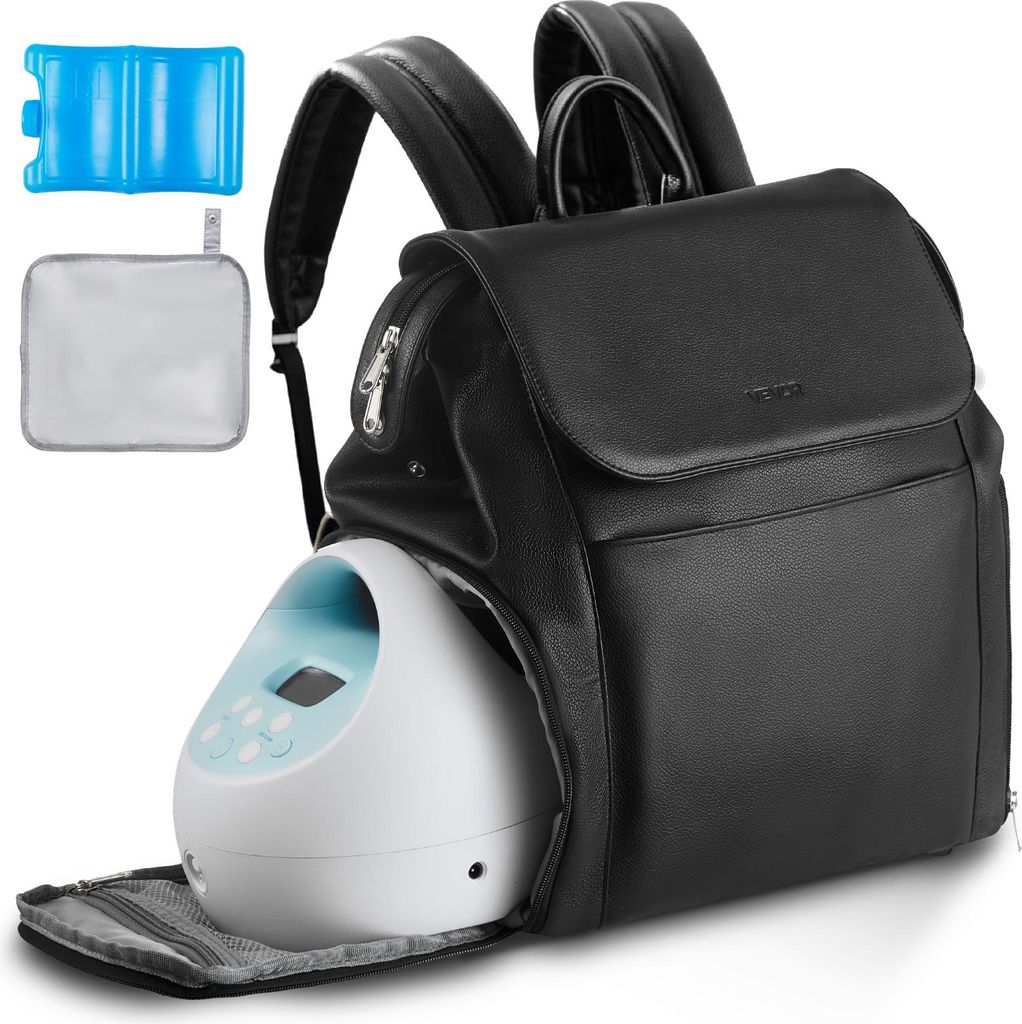 VEVOR Milchpumpen-Rucksack, 320x200x340 mm, mit Kühlakku, passend für S1/S2, Pumpzubehör und Muttermilchaufbewahrung, Wickelrucksack für Arbeit...