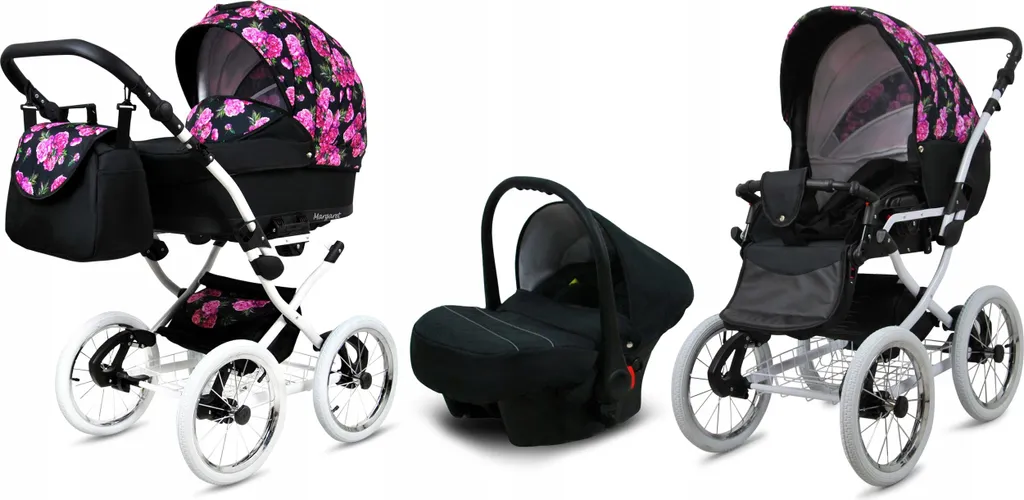 Poussette 3 en 1 Confortable Margaret White : Pack Complet pour Jeunes Parents