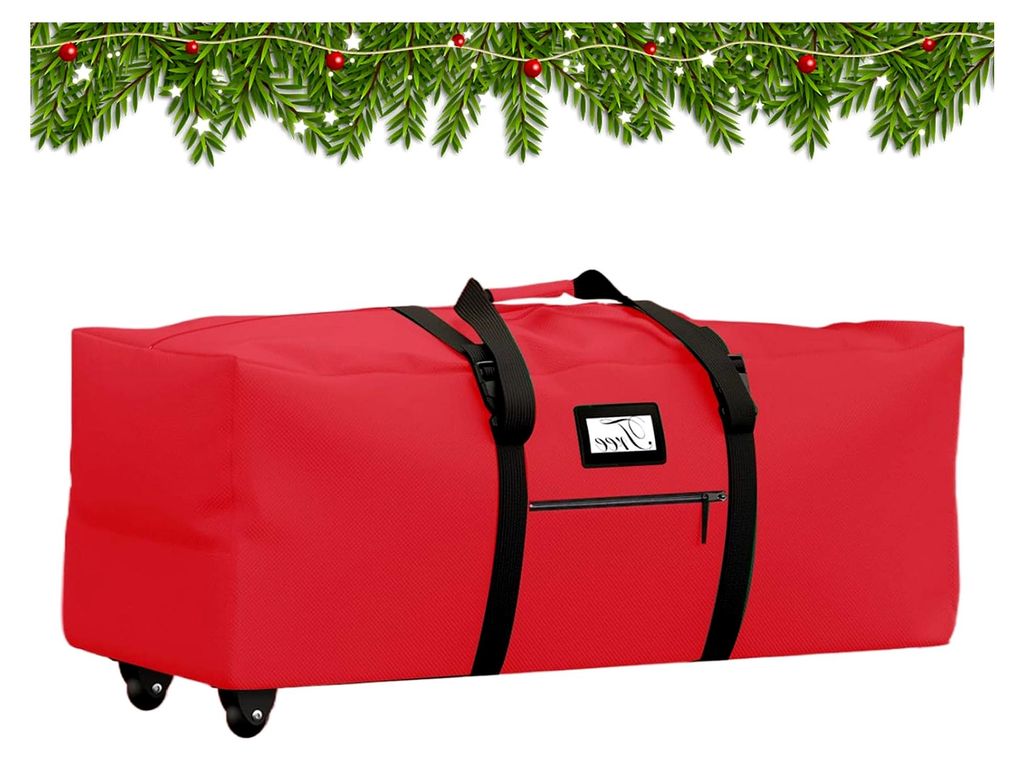 Aufbewahrungsbeutel für Weihnachtsbaum - Staubdichter Behälter für Weihnachtsdekorationen, Rollende Tasche mit Rädern - Für Reisen, Outdoor, K...