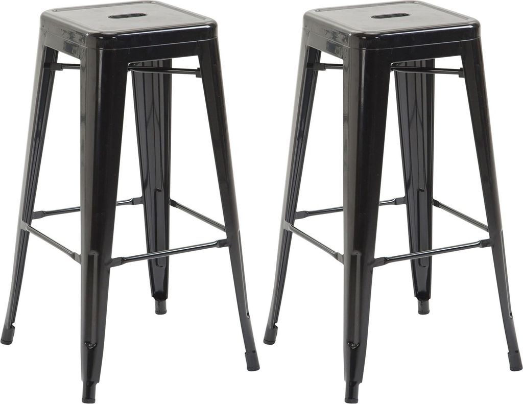 DELUKE Barhocker 2er Set MILAN - Schwarz, Metall | Barhocker ohne Lehne Barstuhl Tresenhocker Tresenstuhl Kneipenhocker Kneipenstuhl