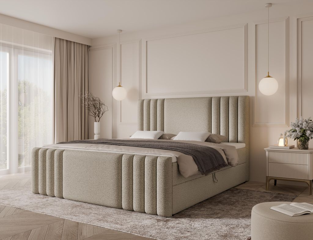 Emlar Boxspringbett Sava MAX 120x200 - Bett mit Matratze und Topper - Boxspringbett mit Bettkasten und Matratze - Boxspringbett Creme (Quelle 06)