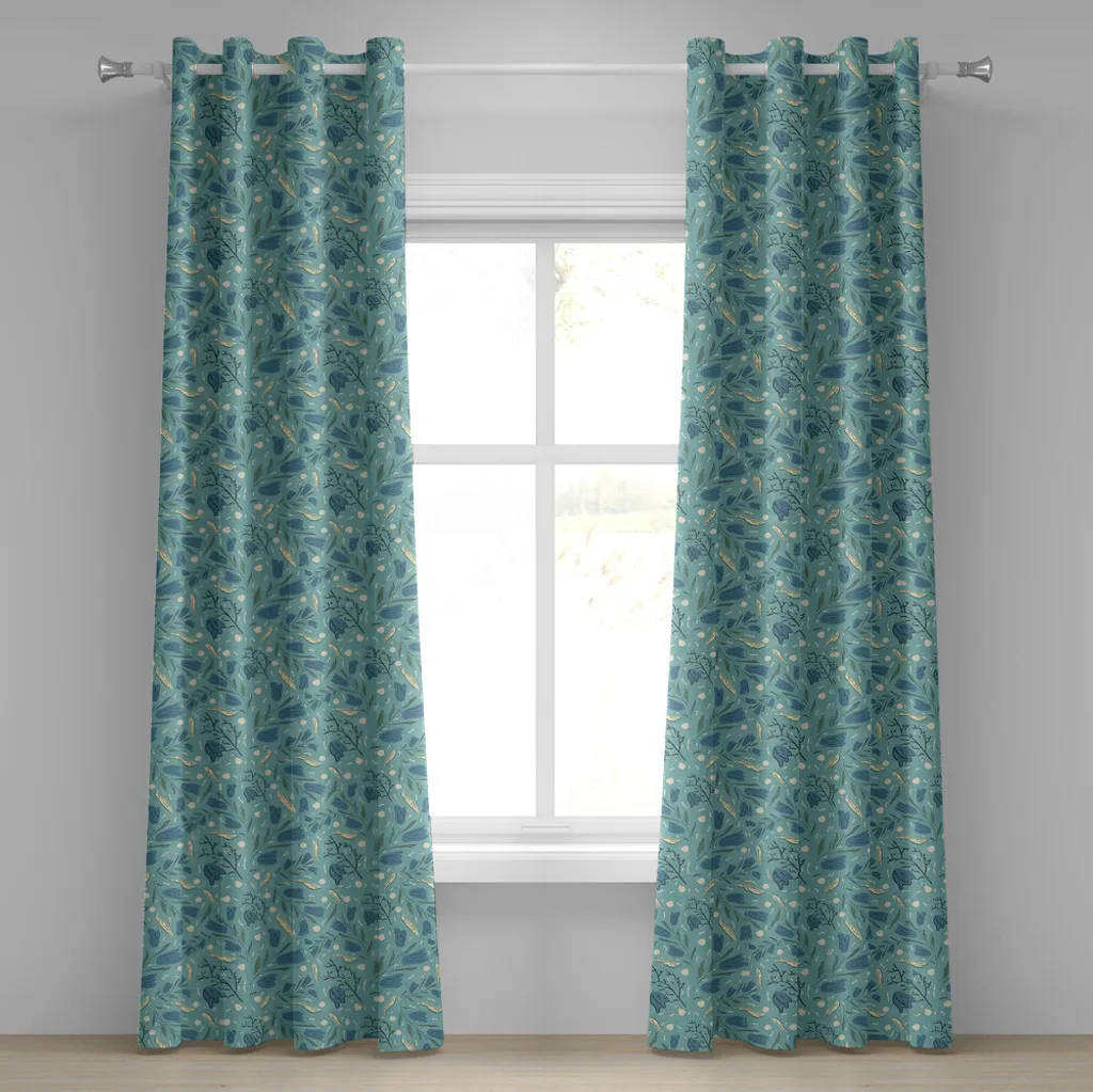 Rideau aquarelle fleurs en clochettes Seafoam tissu premium 280x245cm