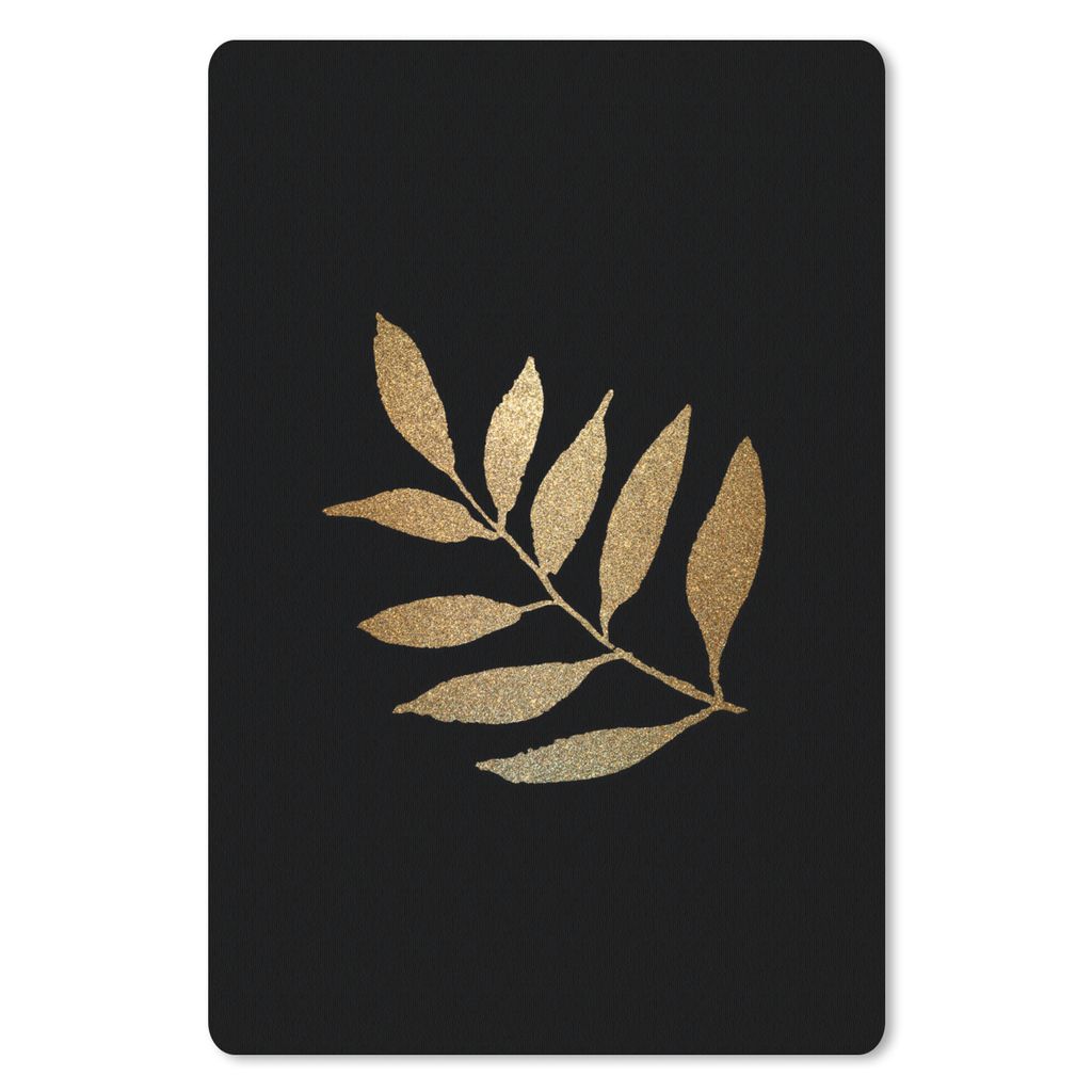 MuchoWow Mauspad Mousepad Schwarz und Gold - Zweig - Blätter 40x60 cm - Mousepads - Maus Mat - Pad - Mausunterlage - Schreibtisch Accesoire