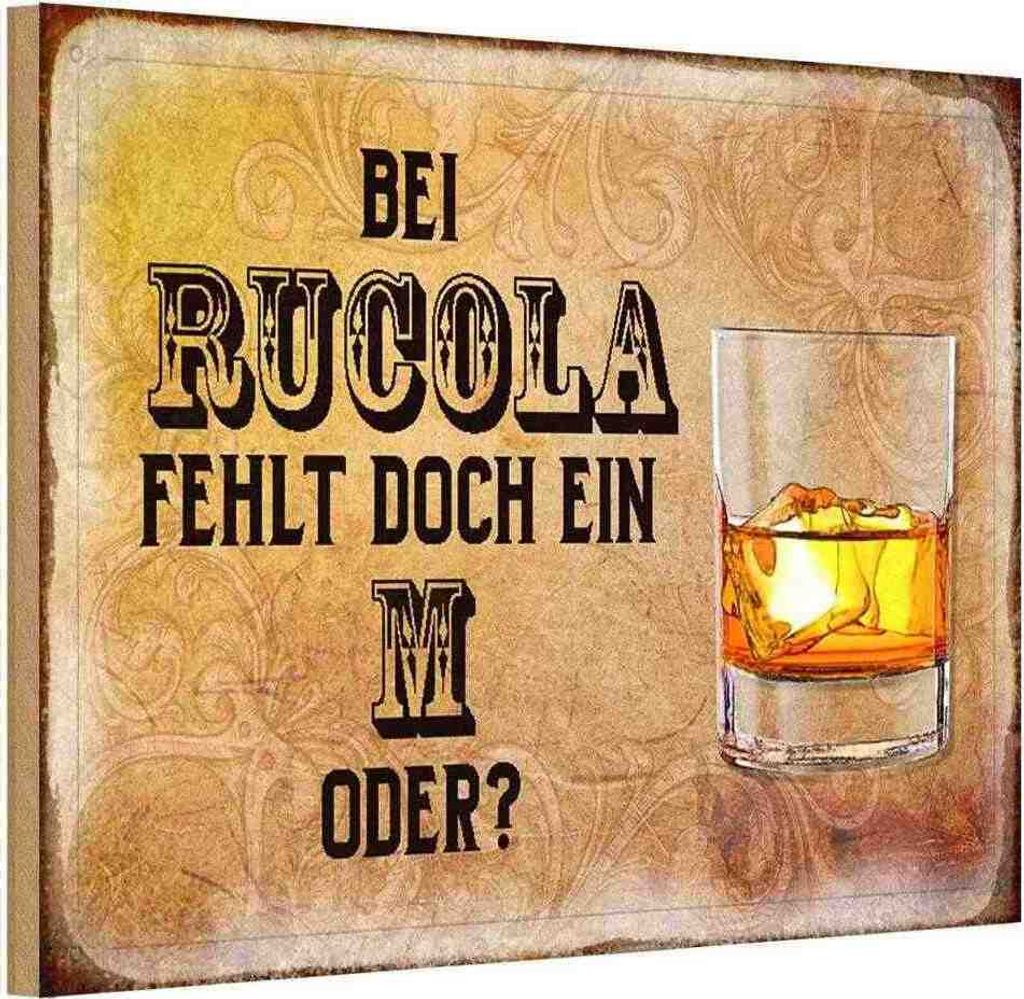 vianmo Holzschild 12x18 cm Alkohol bei Rucola fehlt doch ein M